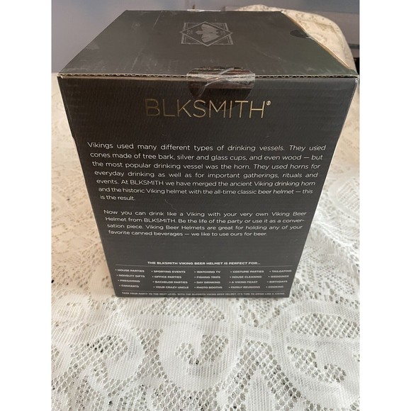 BLKSMITH Viking Beer Drinking Helmet Black Holds Two Standard 12 Oz Cans - Picture 2 of 3